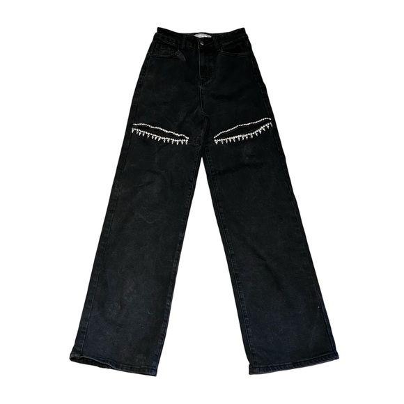 Blue B Ultra High Rise Wide Leg Rhinestone Stretch Jean - Picture 4 of 13